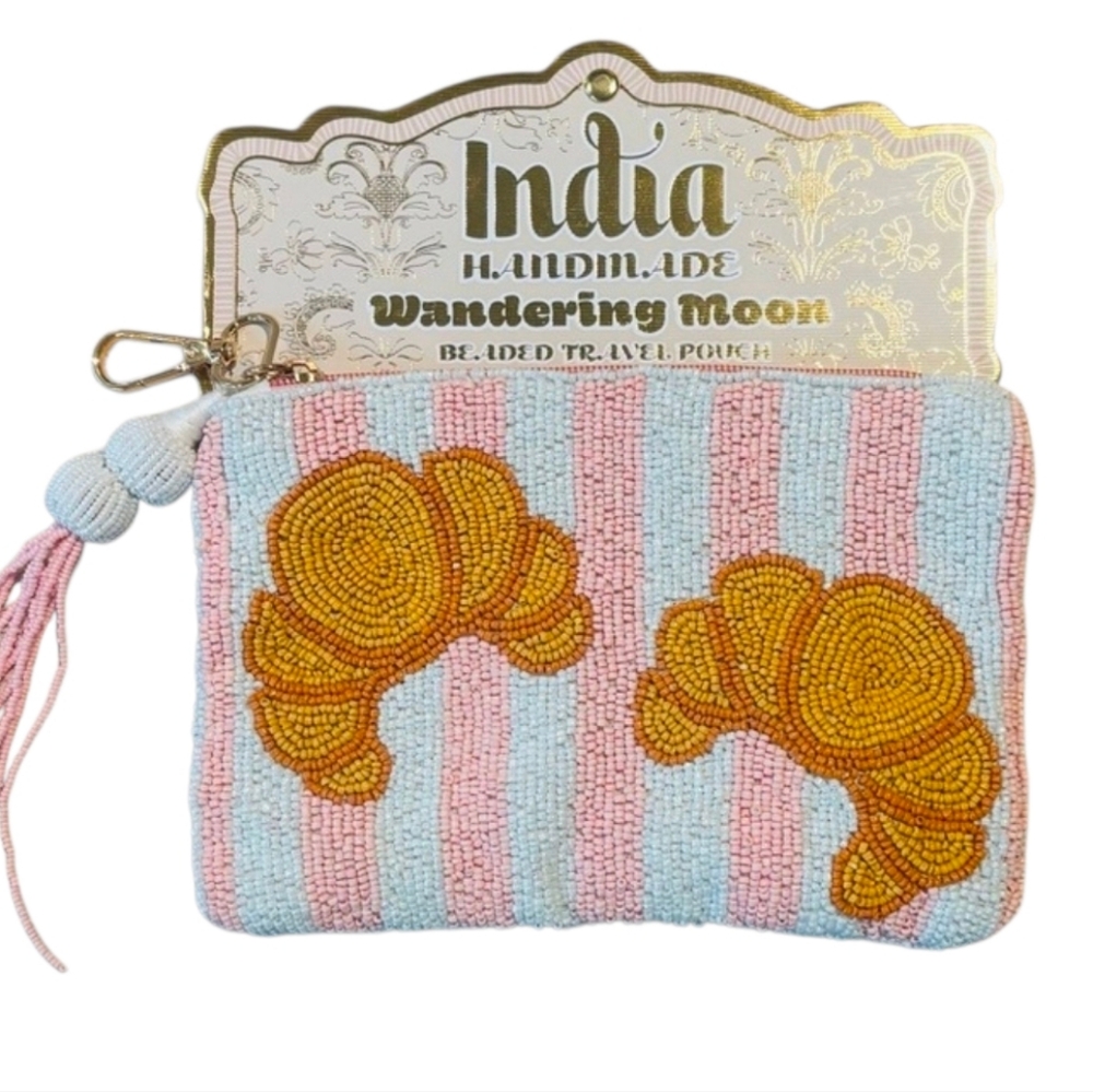 🩷▪️Wandering Moon ▪️ Made In india Handmade Beaded Croissant pouch